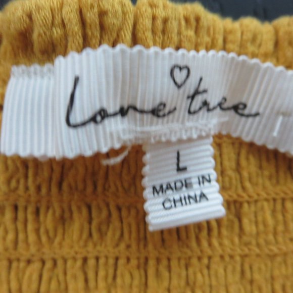 Lot 2 Smocked Lace-Up Front Crop Tops L Hot Kiss Love Tree L Red Yellow - Picture 5 of 7